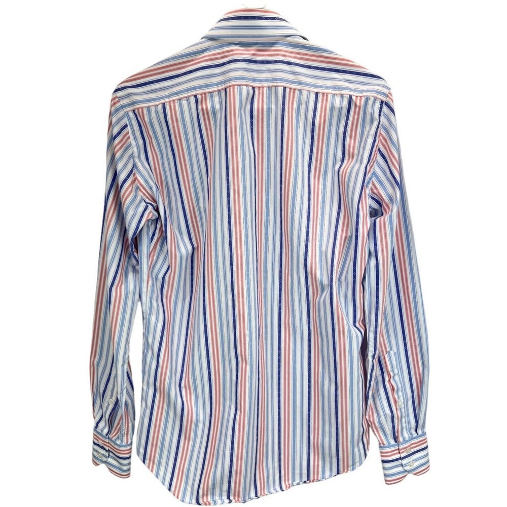 Robert Graham Blue Purple Striped Button Up Shirt Embroidered Cuffs Sz 39/15.5 - Picture 4 of 12
